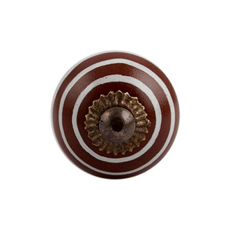 Brown Striped Small Ceramic Knob